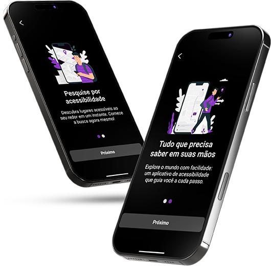 Smartphone com telas do aplicativo